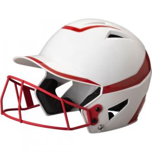Capacete de softbol com grade de proteo Champro Rise Branco e Vermelho - Tam G (veste 7 a 7 1/2)